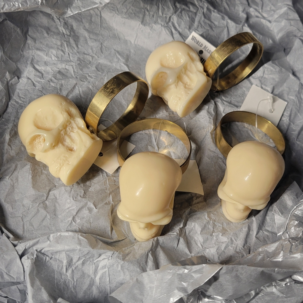 Cost Plus World Market Cream Skull Napkin Rings